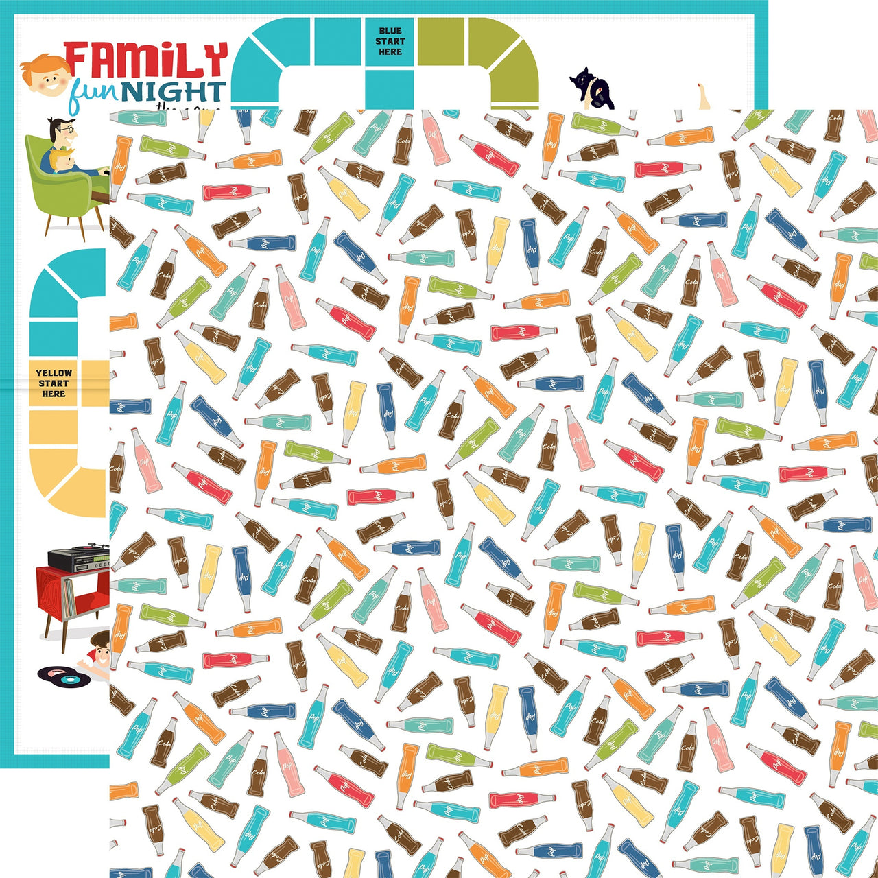 Echo Park Paper Family Night Double-Sided Cardstock 12"X12" 25/Pkg - Soda