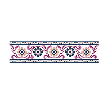Antique Floral Banner in DMC - PAT0167 - Downloadable PDF