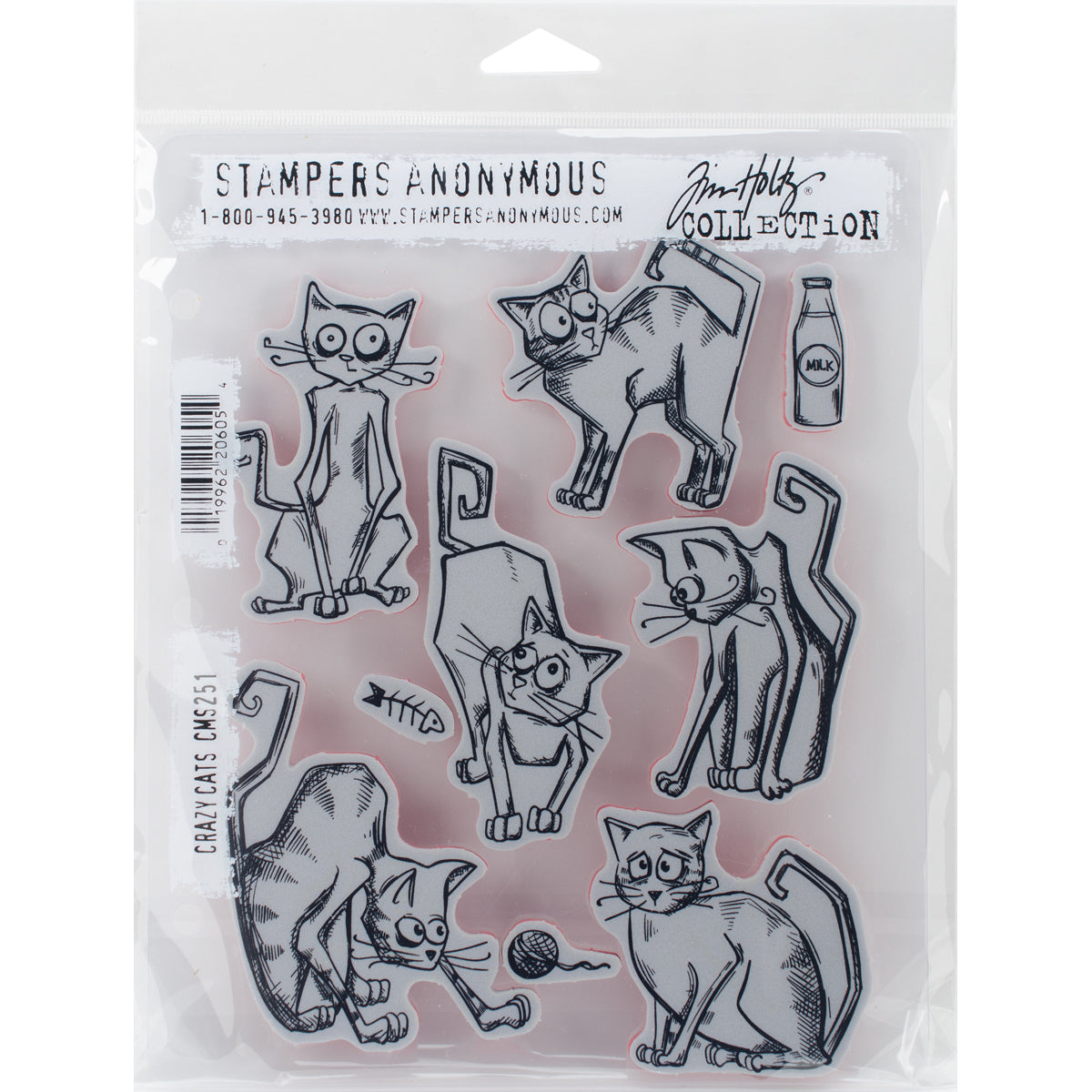 Stampers Anonymous Tim Holtz Cling Stamps 7"X8.5" - Crazy Cats