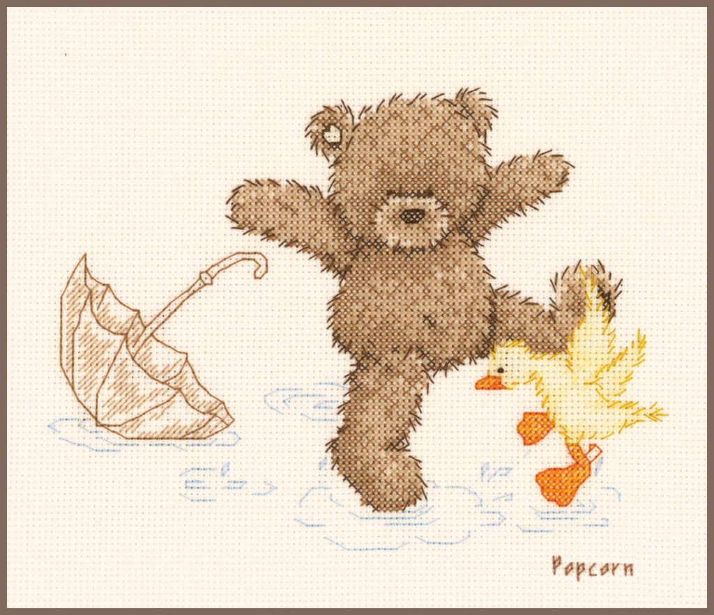 Vervaco Counted Cross Stitch Popcorn Splashing Around Cross Stitch Kit - 16cm x 12cm/6.4in x 4.8in