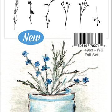 Art Impressions Watercolor Cling Rubber Stamps - Fall