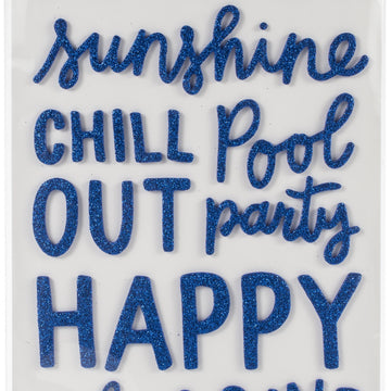 American Crafts Oh Summertime Thickers Stickers 5.5"X11" 88/Pkg - Phrase & Icon/Blue Glitter Foam