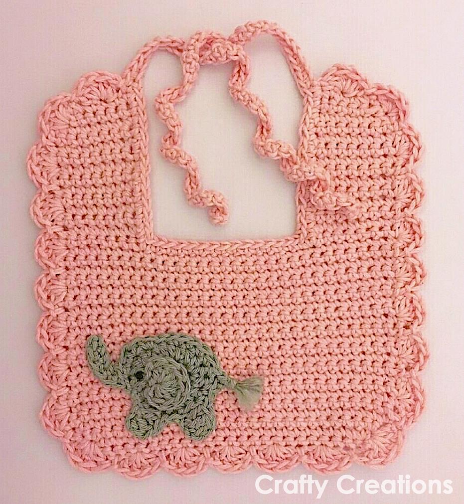 Baby Bib with Elephant Appliqué