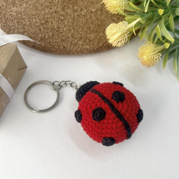 Ladybug crochet keychain pattern Amigurumi keyring bag charm Crochet car hanging decor