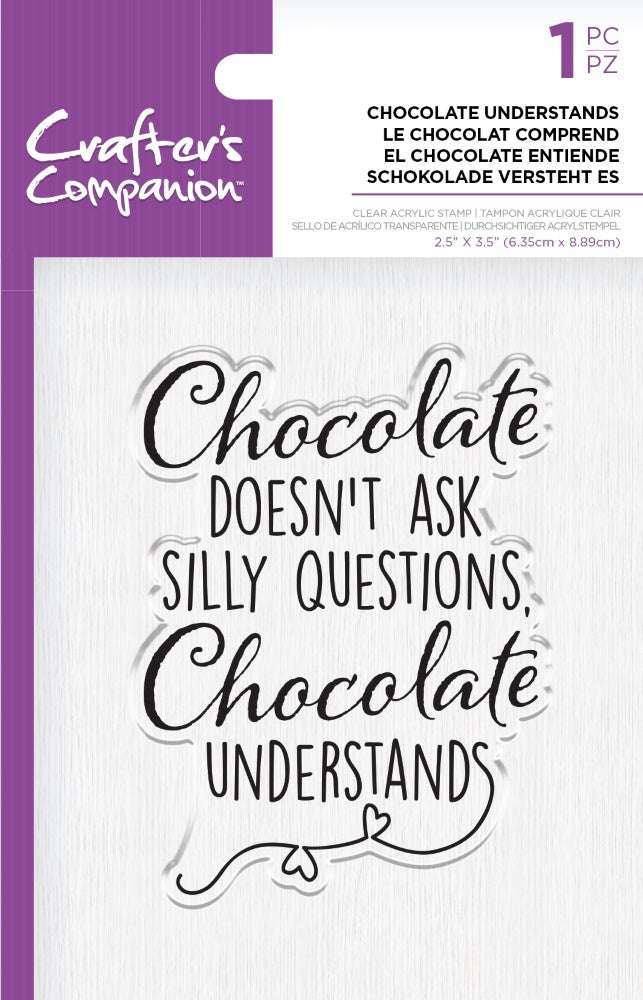 Crafter's Companion Clear Acrylic Quirky Stamp 2.5"X3.5" - Chocolate