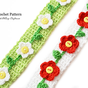 Crochet ribbon Flower trim Daisy bookmark Handmade accessories Crochet edge