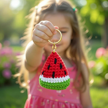 Watermelon Crochet Keychain Pattern PDF + Video Tutorial