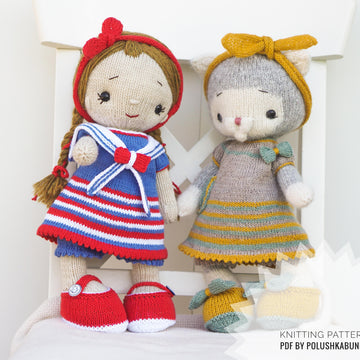 Knitting Pattern Doll Clothes, Outfit Betty for 40 cm doll