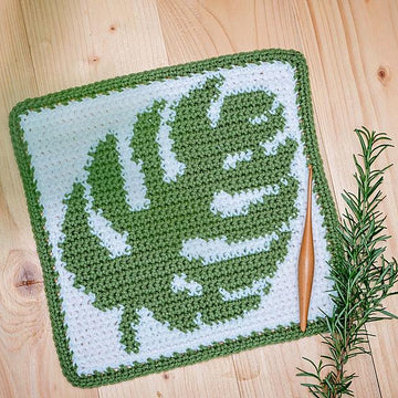 Monstera Crochet Square
