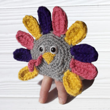 Thanksgiving crochet, Kids hand Turkey: Finger Puppets, Friendsgiving decor Pattern PDF