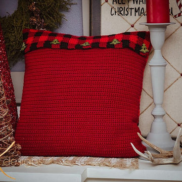 Farmhouse Plaid Deer Pillow Cover