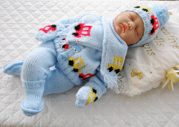 Knitting pattern Baby Boy Train motif 0-6 Months