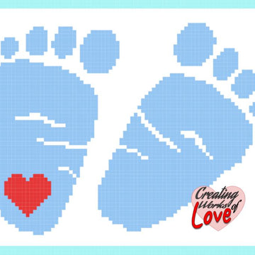Baby Feet with Heart C2C Graphgan