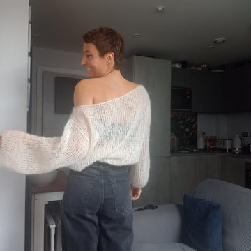Off the shoulder mohair sweater