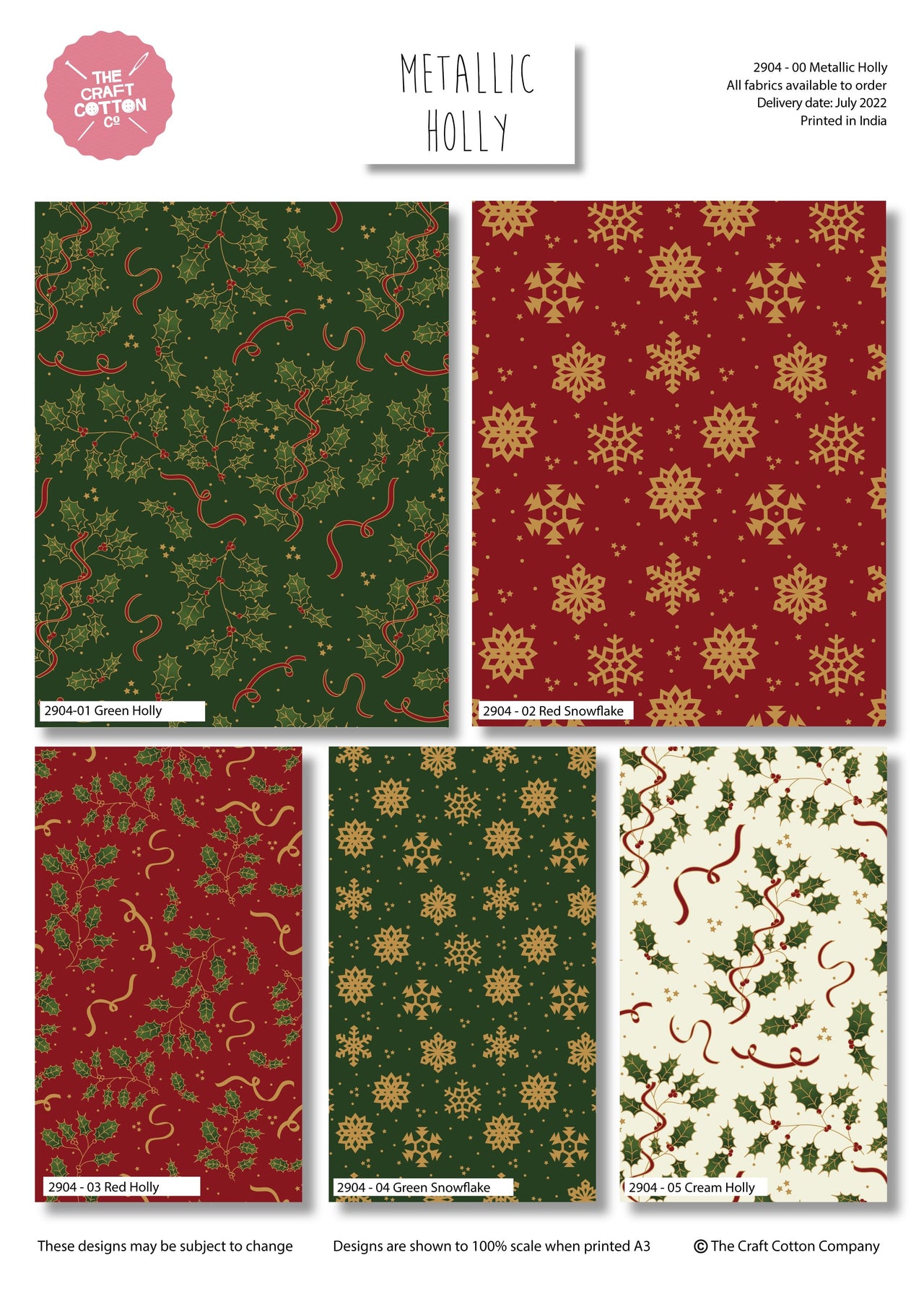 Craft Cotton Company Metallic Holly 22 Fat Quarter Bundle