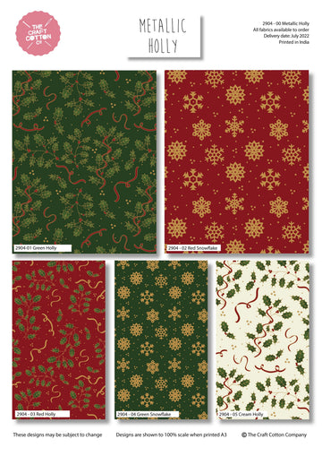 Craft Cotton Company Metallic Holly 22 Fat Quarter Bundle