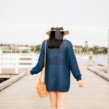 Tide Knot Cover Up Mesh Sweater