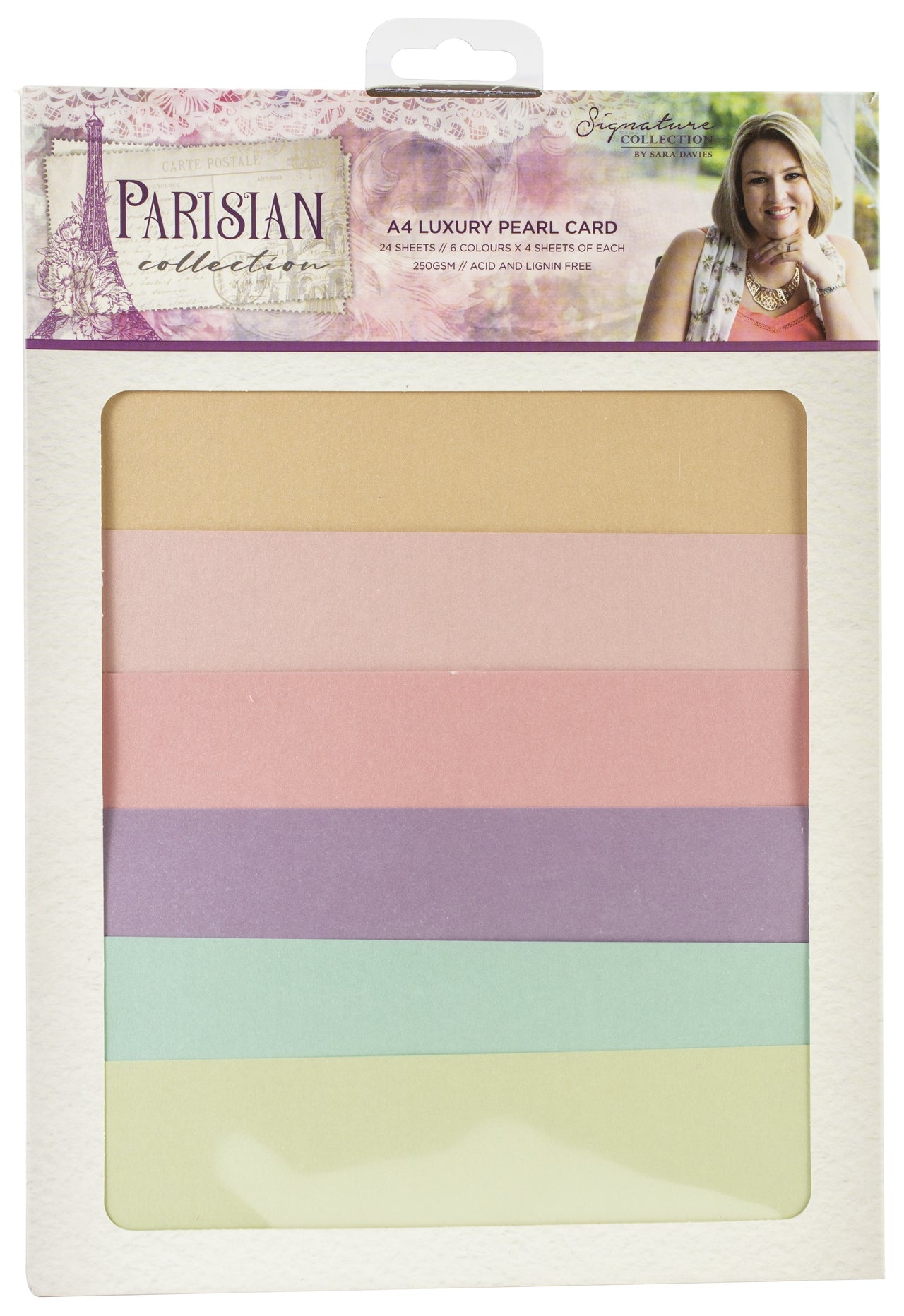 Crafter's Companion Parisian Luxury Pearl Cardstock 250gsm A4 24/Pkg - 6 Colors/4 Each