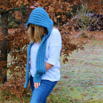 Winter Blues Hooded Scarf