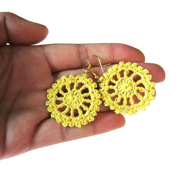 Cart wheel crochet earrings