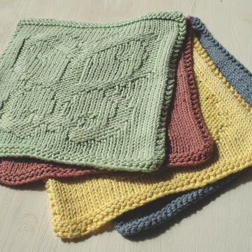 Butterfly knit purl face cloth square