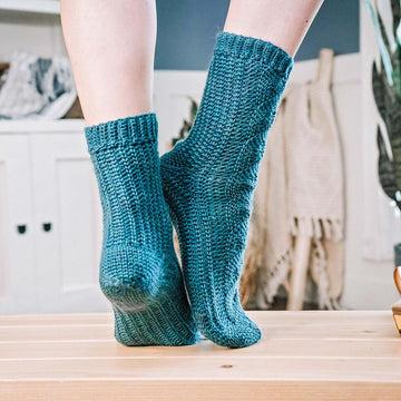 All Cabled Up In Sunshine Crochet Socks