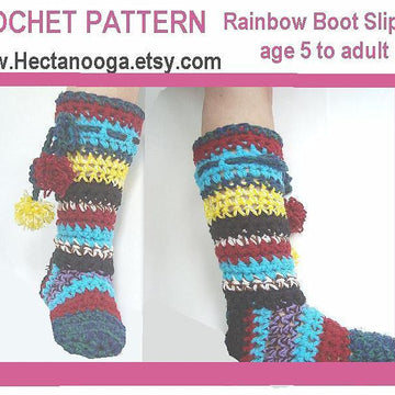 428 RAINBOW BOOT STYLE SLIPPERS, age 5 to adult