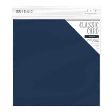 Tonic Studios Craft Perfect Weave Texture 80lb Cardstock 12"X12" 5/Pkg - Navy Blue