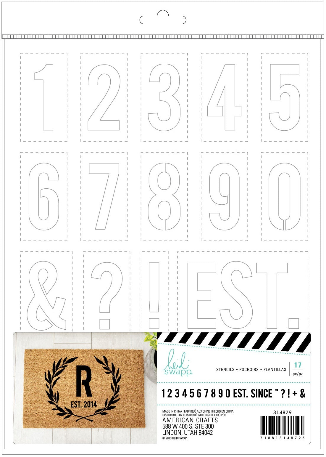 American Crafts Heidi Swapp DIY Doormats Stencil - Numbers
