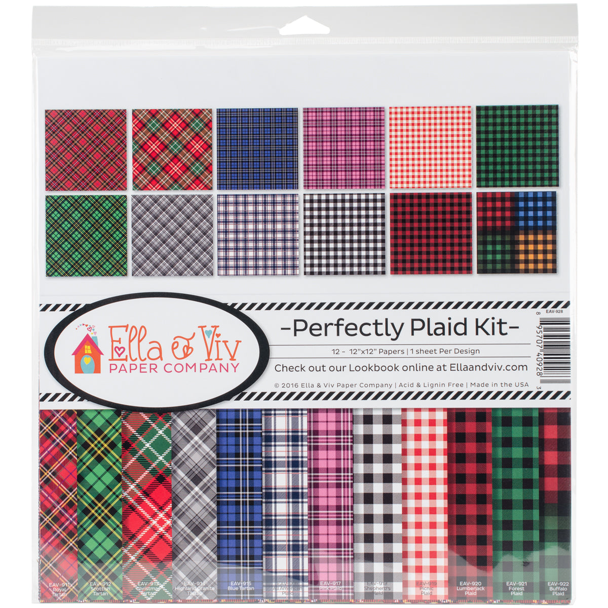 Reminisce Ella & Viv Collection Kit 12"X12" - Perfectly Plaid