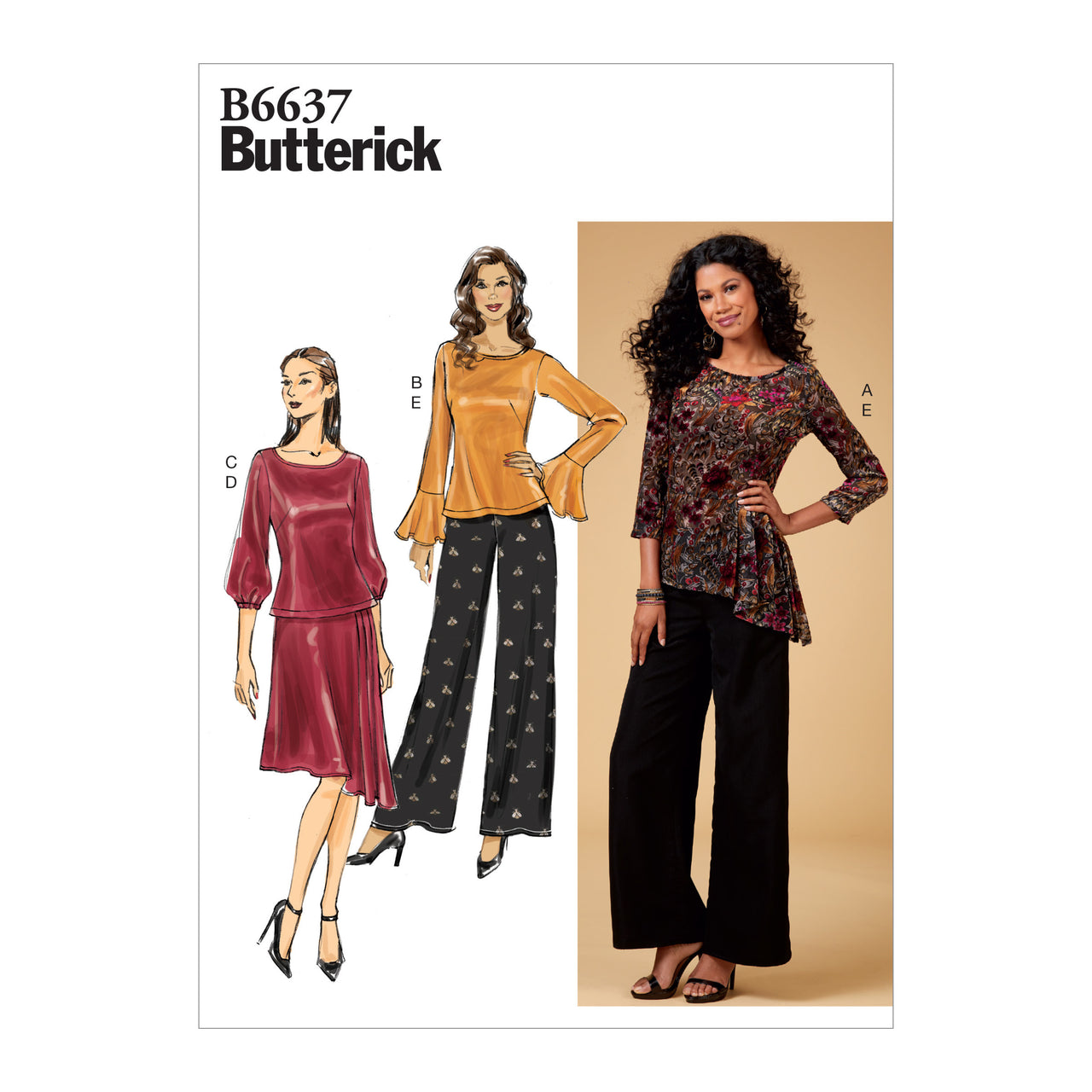 Butterick Misses'/Misses' Petite Top, Skirt and Pants B6637 - Sewing Pattern