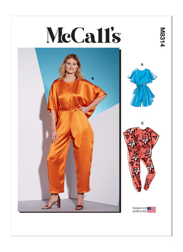 McCall's Misses' Romper, Jumpsuits and Sash M8314 - Sewing Pattern