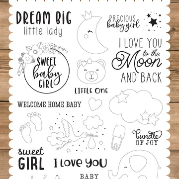 Echo Park Paper Echo Park Stamps - Dream Big Little Lady, Baby Girl