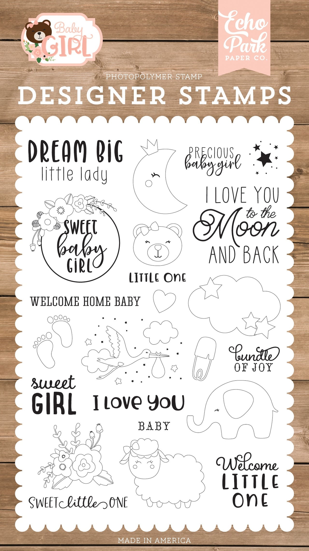 Echo Park Paper Echo Park Stamps - Dream Big Little Lady, Baby Girl