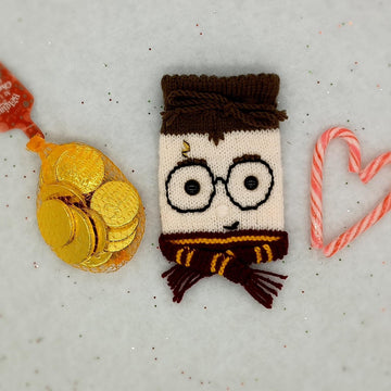 Harry Potter PDF Wizard knitting pattern Chocolate Coin Bag EASY Snowy Owl House Colours Jewellery Potion Pouch