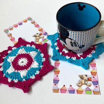 Hexagon flower coaster by HueLaVive