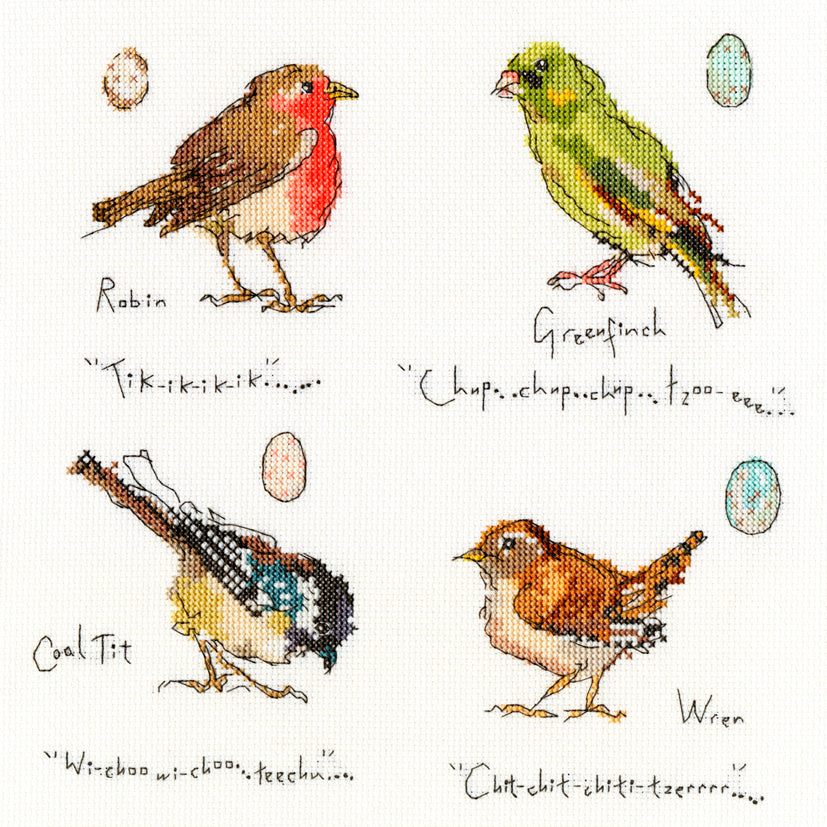 Bothy Threads Garden Birds 1 Cross Stitch Kit - 26cm x 26cm