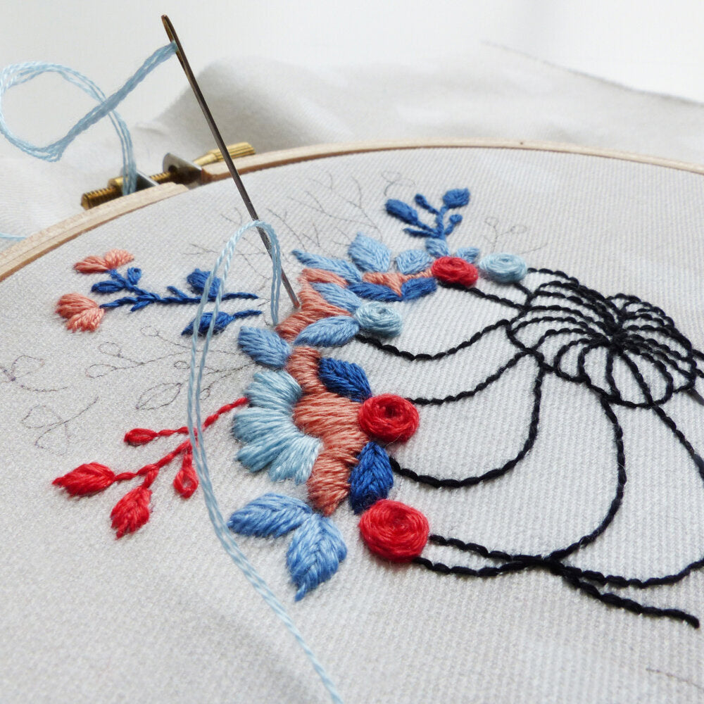 Tamar Flower Crown Lady  Embroidery Kit - 6in