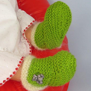 Baby Fur Trim Teddy Button Booties (Bootees)
