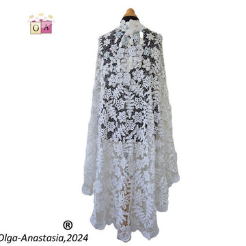 Lace wedding cape with scarf
