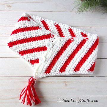 Christmas Dog Scarf, Candy Cane Scarf