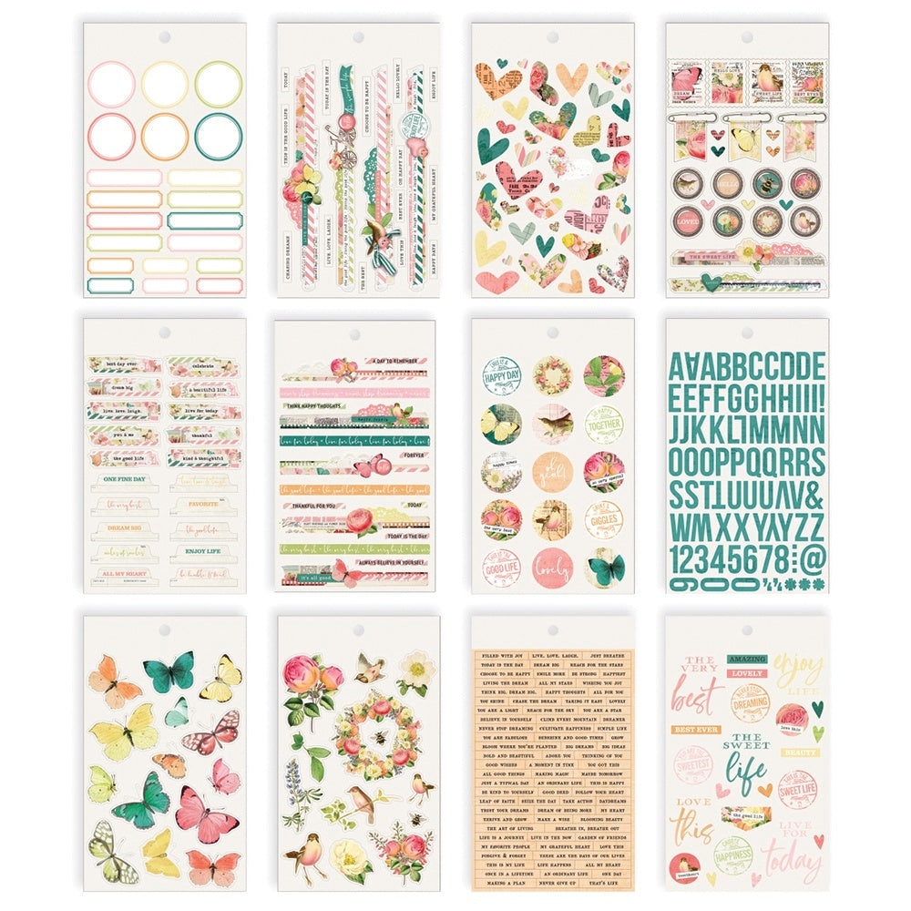 Simple Stories Simple Vintage Garden District Stickers 4"X6" 12/Pkg - 619750