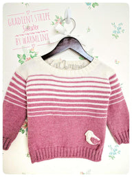Gradient Stripe with Bird Long Sleeve Kids Sweater