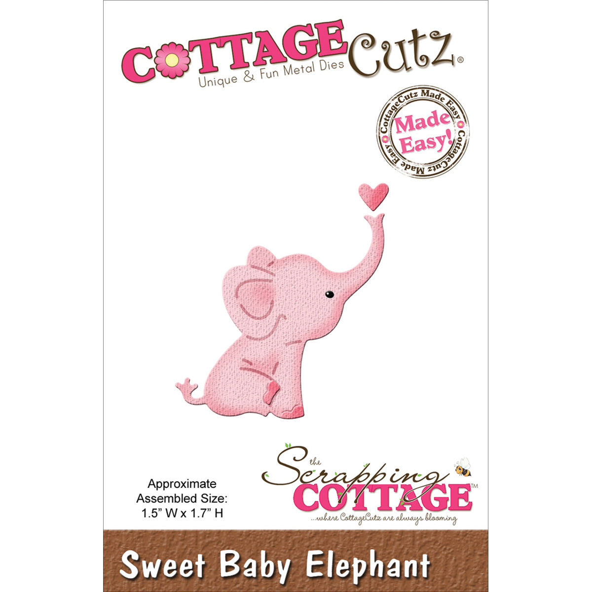 CottageCutz Mini Die - Sweet Baby Elephant 1.5"X1.7"
