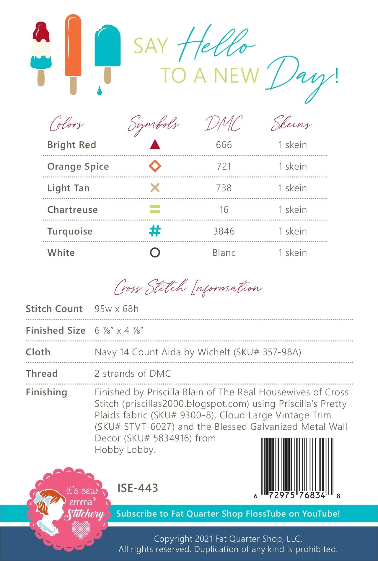 It's Sew Emma Hello Summer Cross Stitch Pattern - ISE443 - Leaflet
