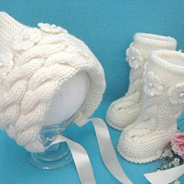 Knitting PATTERN Baby Set Hat and Shoes Baby Girl Newborn