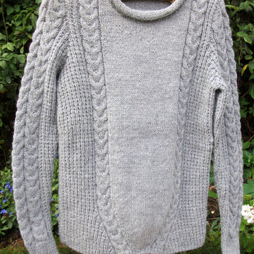 Sweater with Slanting Cables