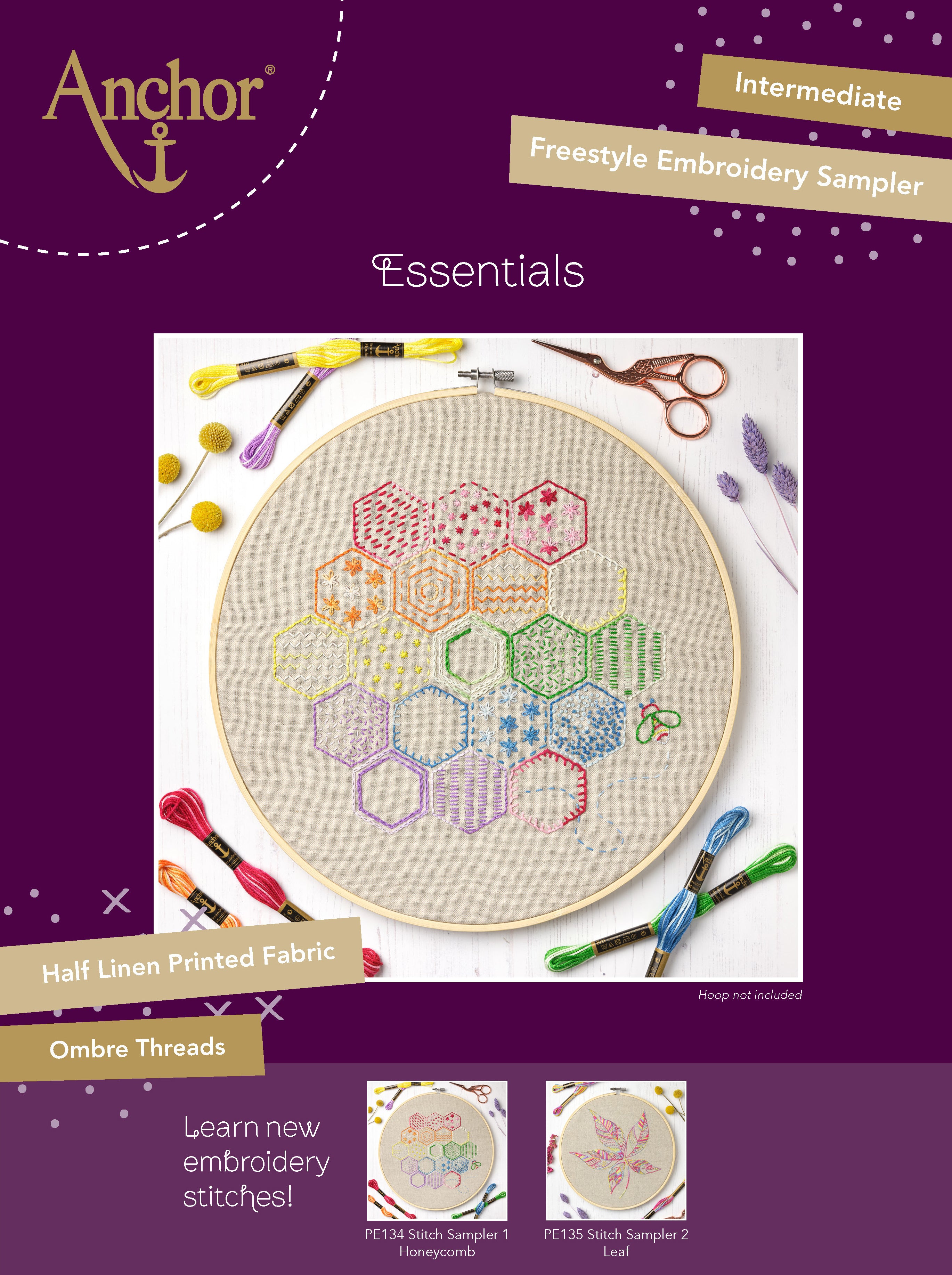 Anchor Essentials: Honeycomb Stitch Sampler Embroidery Kit