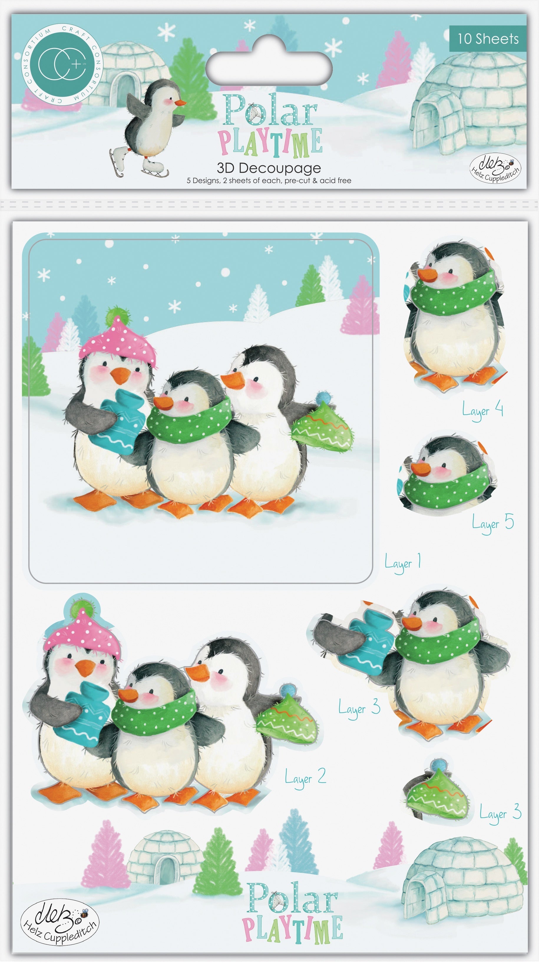 Craft Consortium 3D Decoupage & Topper Set - Polar Playtime