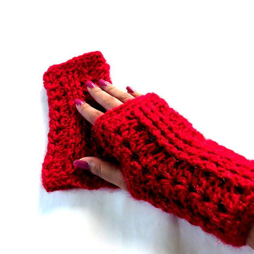 Ribbed fingerless mittens
